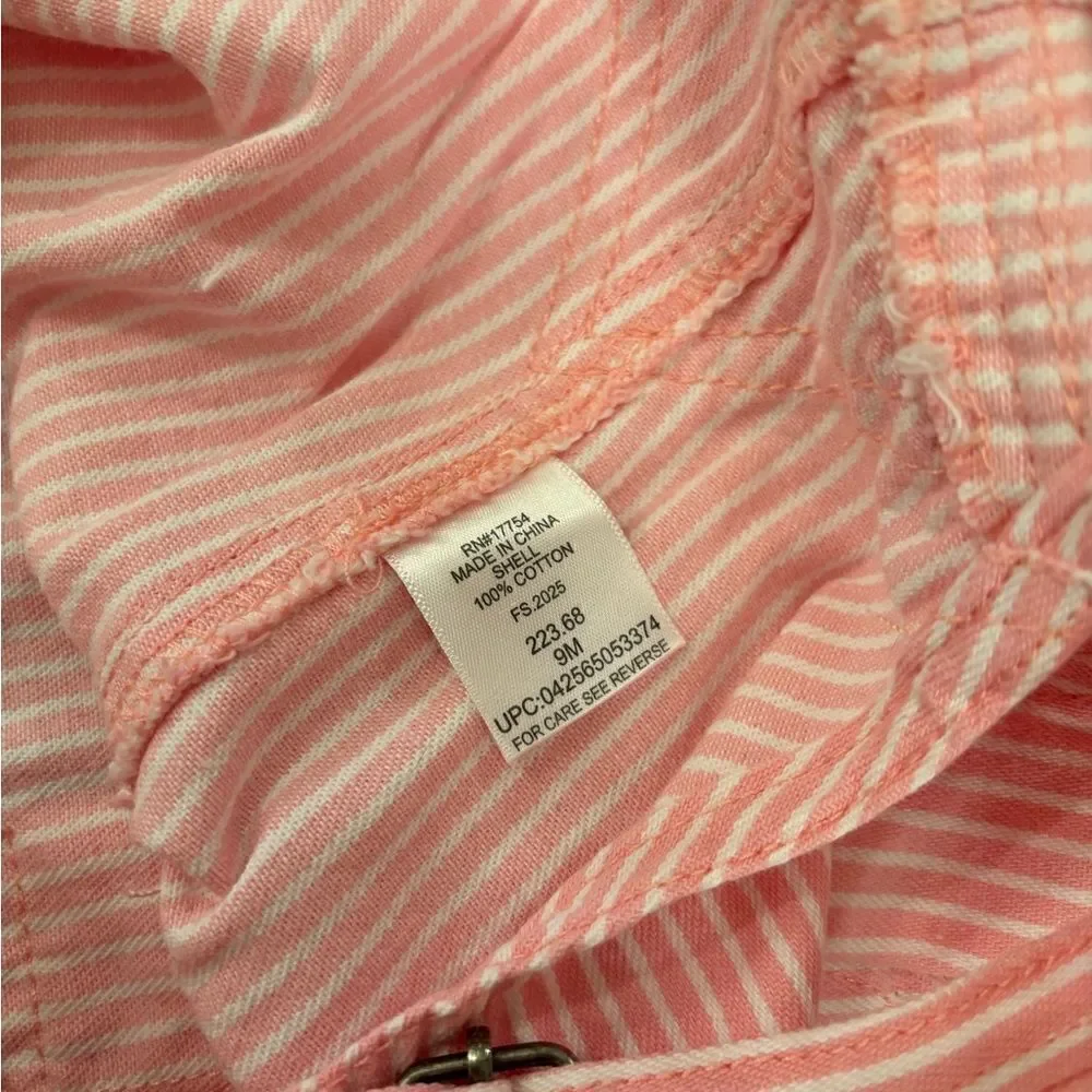 Key vintage pink/white stripe bib overalls